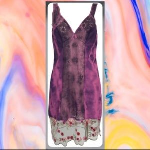 Vintage Pink/ Purple Tie Dye Floral Trimmed Dress